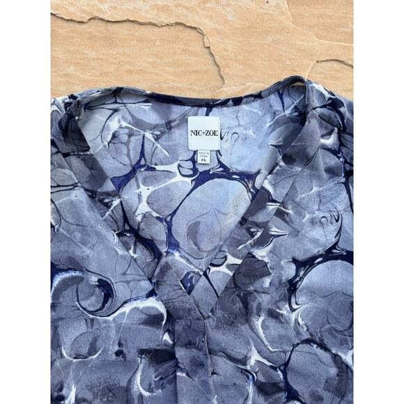 Nic Zoe Petal Bloom Top Womens 1X Multicolor Chiffon Easy Fit Cap Sleeve V Neck - Picture 2 of 3